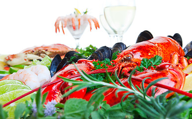 Image showing Lobster and seafood