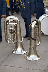 Image showing Brass wind tubas