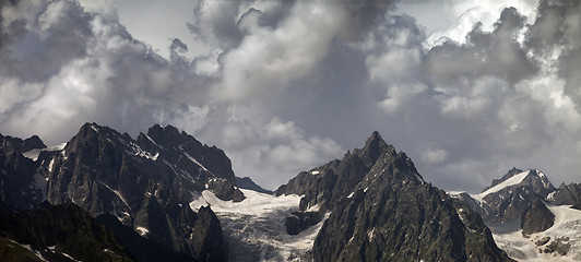 Image showing Panorama cloudy mountains