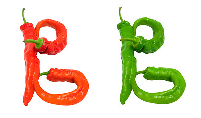 Image showing Letters B composed of green and red chili peppers