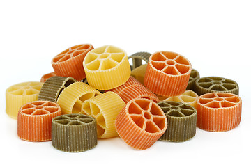 Image showing Tricolor pasta on white