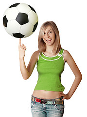 Image showing happy girl with soccer ball