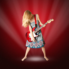 Image showing hippie girl with electric guitar