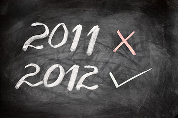 Image showing New year 2012 written on a blackboard