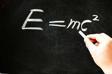 Image showing E=mc² Albert Einsteins physical formula on blackboard 