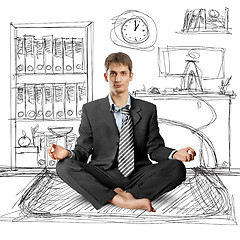 Image showing businessman in lotus pose