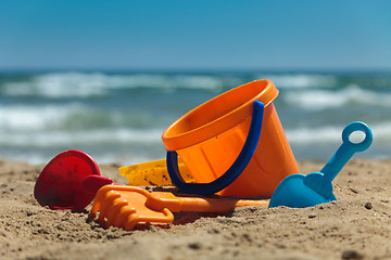 Image showing Plastic toys for beach