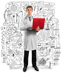 Image showing doctor male in suit with laptop in his hands
