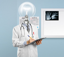 Image showing lamphead doctor writing something 