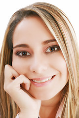 Image showing Beautiful woman portrait smiling - isolated over a white backgro