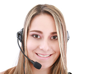 Image showing bright picture of friendly female helpline operator 