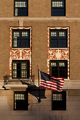 Image showing Detail of the Facade of the W Hotel in Washington, DC with Ameri