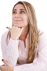 Image showing Thinking woman pondering over something 