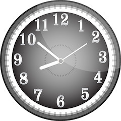 Image showing Silver vector wall clock with black face