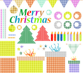 Image showing Big set of Christmas stuff. gift decoration elements