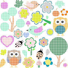 Image showing Set of nature and animalstextile stickers