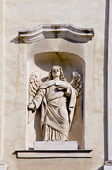 Image showing Dirty white holy angel in ark of church.