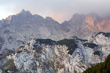 Image showing Sunrise and mountain