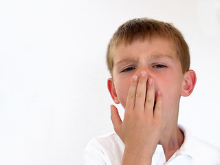 Image showing boy yawning