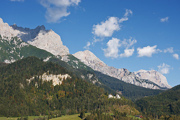 Image showing Mountain ladscape with blue sky above