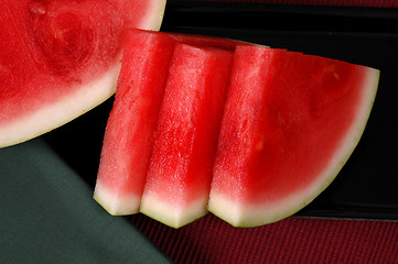 Image showing Seedless watermelon cut in wedges