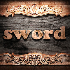 Image showing Golden word on wood