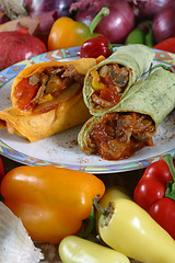 Image showing meat and vegetable wrap