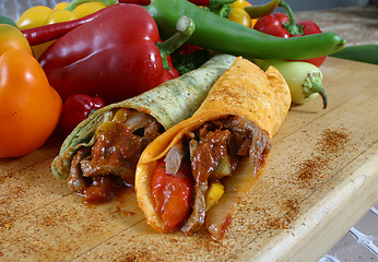 Image showing meat and vegetable wrap