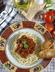 Image showing pasta dish with elk meat sauce