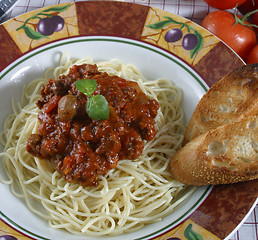 Image showing pasta dish with elk meat sauce