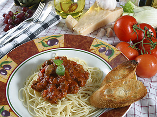 Image showing pasta dish with elk meat sauce