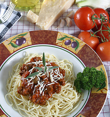 Image showing pasta dish with elk meat sauce