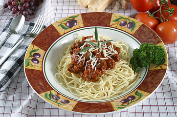 Image showing pasta dish with elk meat sauce