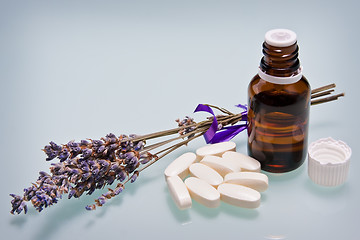 Image showing Lavender herb and essential oil