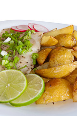 Image showing Fish and potatoes