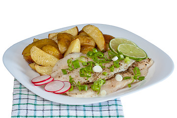 Image showing Fish and potatoes