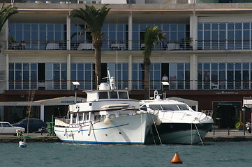 Image showing two yachts moored on the keyside