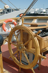 Image showing Steering wheel of the ship