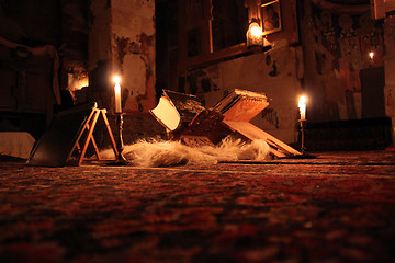 Image showing In church at night