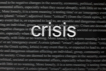 Image showing Typed text Crisis on paper