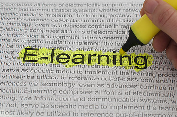 Image showing Typed text E-learning on paper 