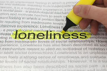 Image showing Typed text Loneliness on paper