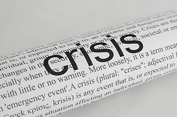 Image showing Typed text Crisis on paper