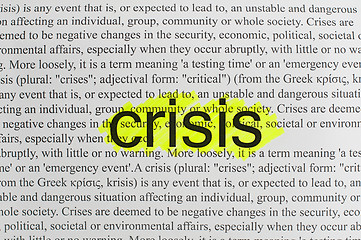 Image showing Typed text Crisis on paper