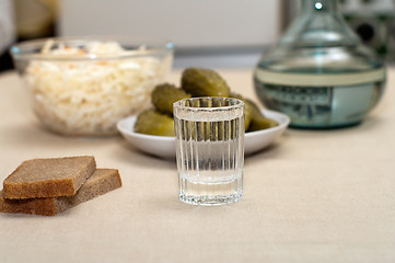 Image showing Vodka and snack.