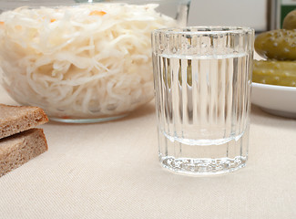 Image showing Vodka and snack.