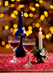 Image showing Sherry glasses in front of xmas tree