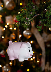 Image showing Piggy bank as xmas decoration