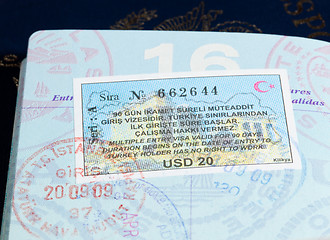 Image showing Visa stamps in US passport