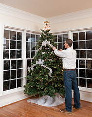 Image showing Decorated christmas tree in home